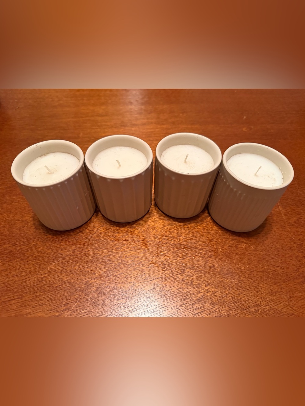 White Ceramic Votive Candle Set